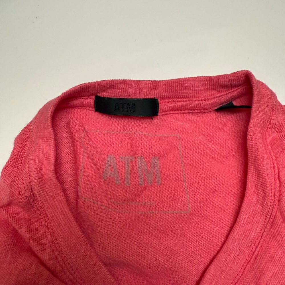 ATM Cotton Schoolboy Casual Relaxed Slab Crewneck Tee in Dark Pink - Picture 5 of 7